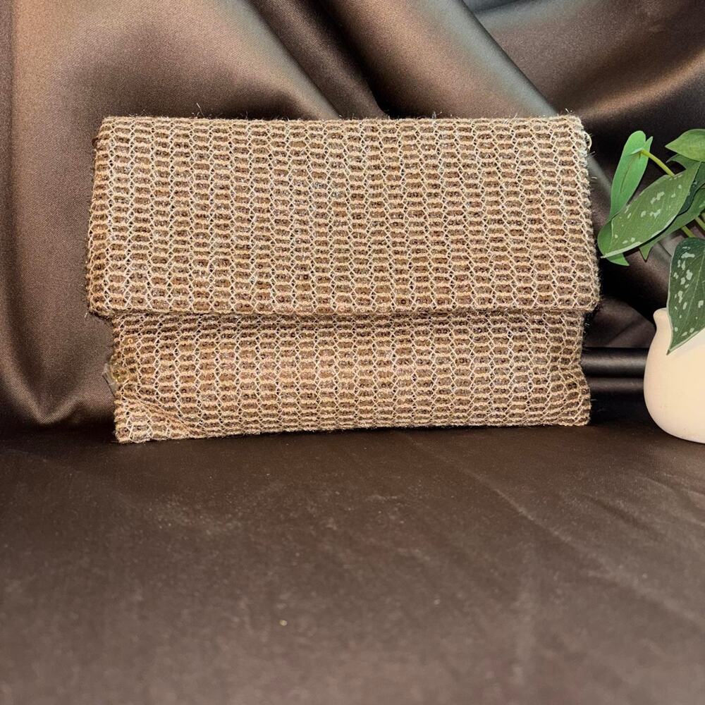 Moda Luxe new brown & tan clutch with gold accents and textured woven pattern